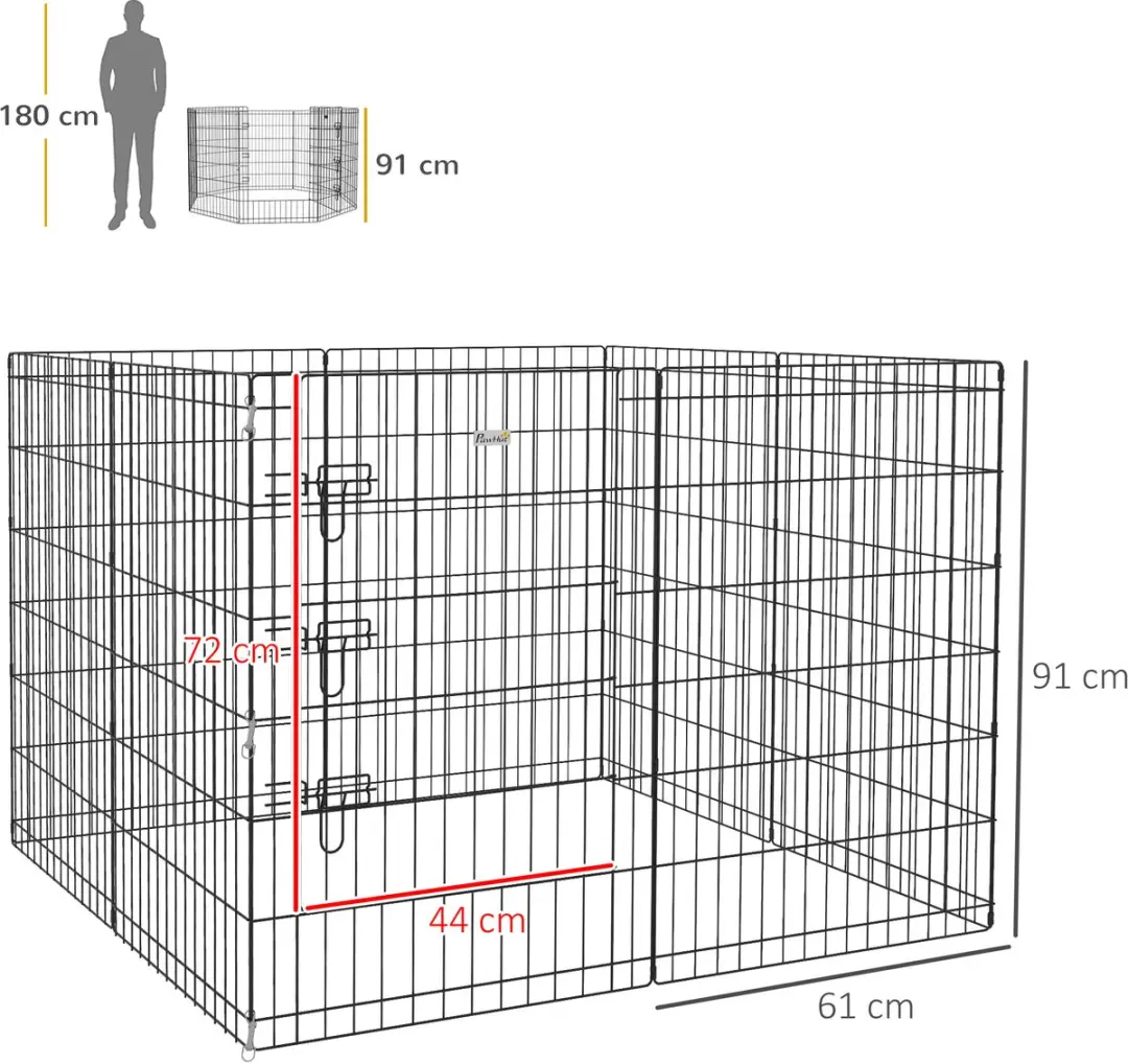 Pawhut Metallenen Hondenren 61x46x91cm - Zwart