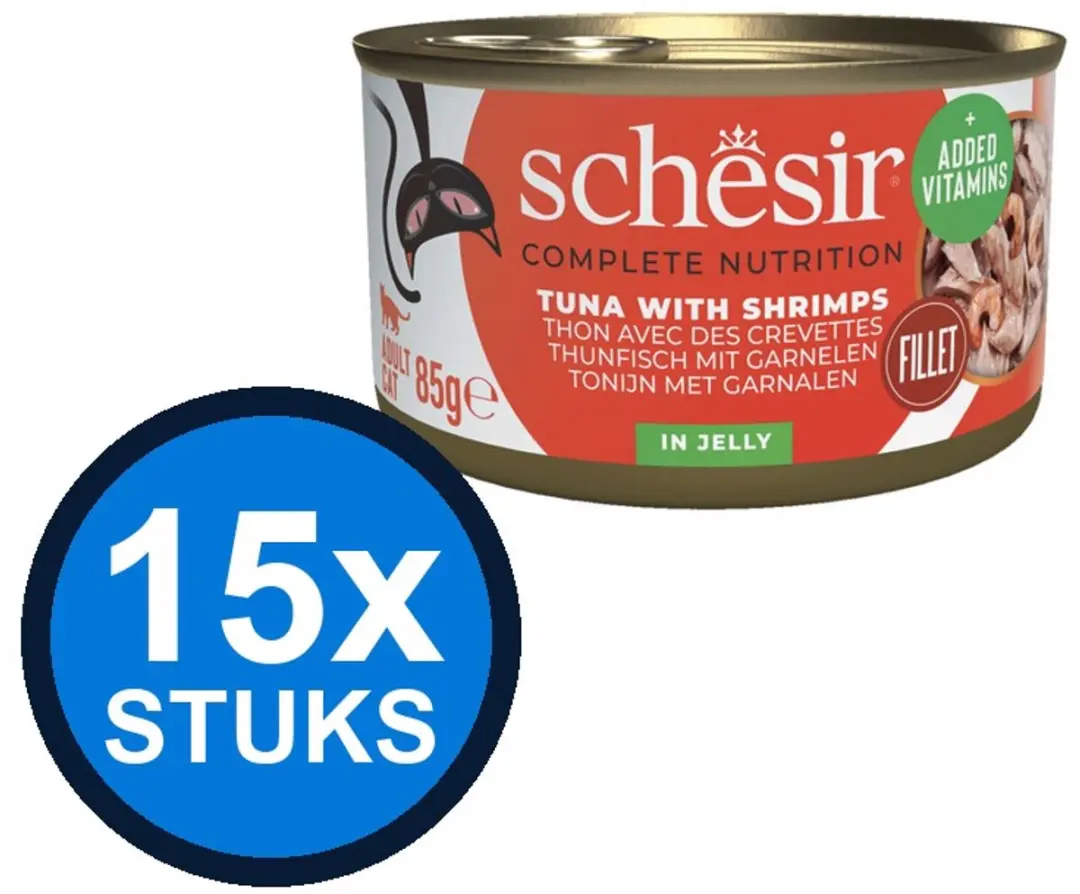 Schesir Complete&Balanced Kattenvoer Tonijn&Garnalen 15x6x50g