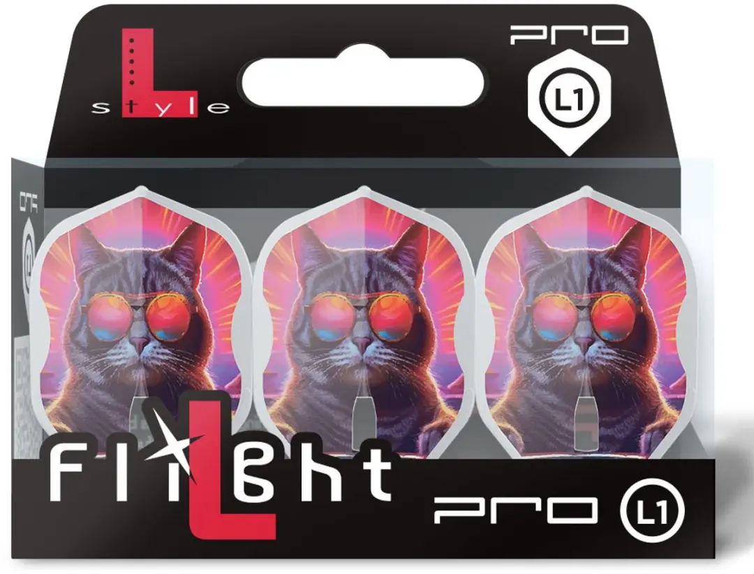 L-Style L1 Pro Party Cat Dart Flights - 3 Stuks - Paars/Rozig