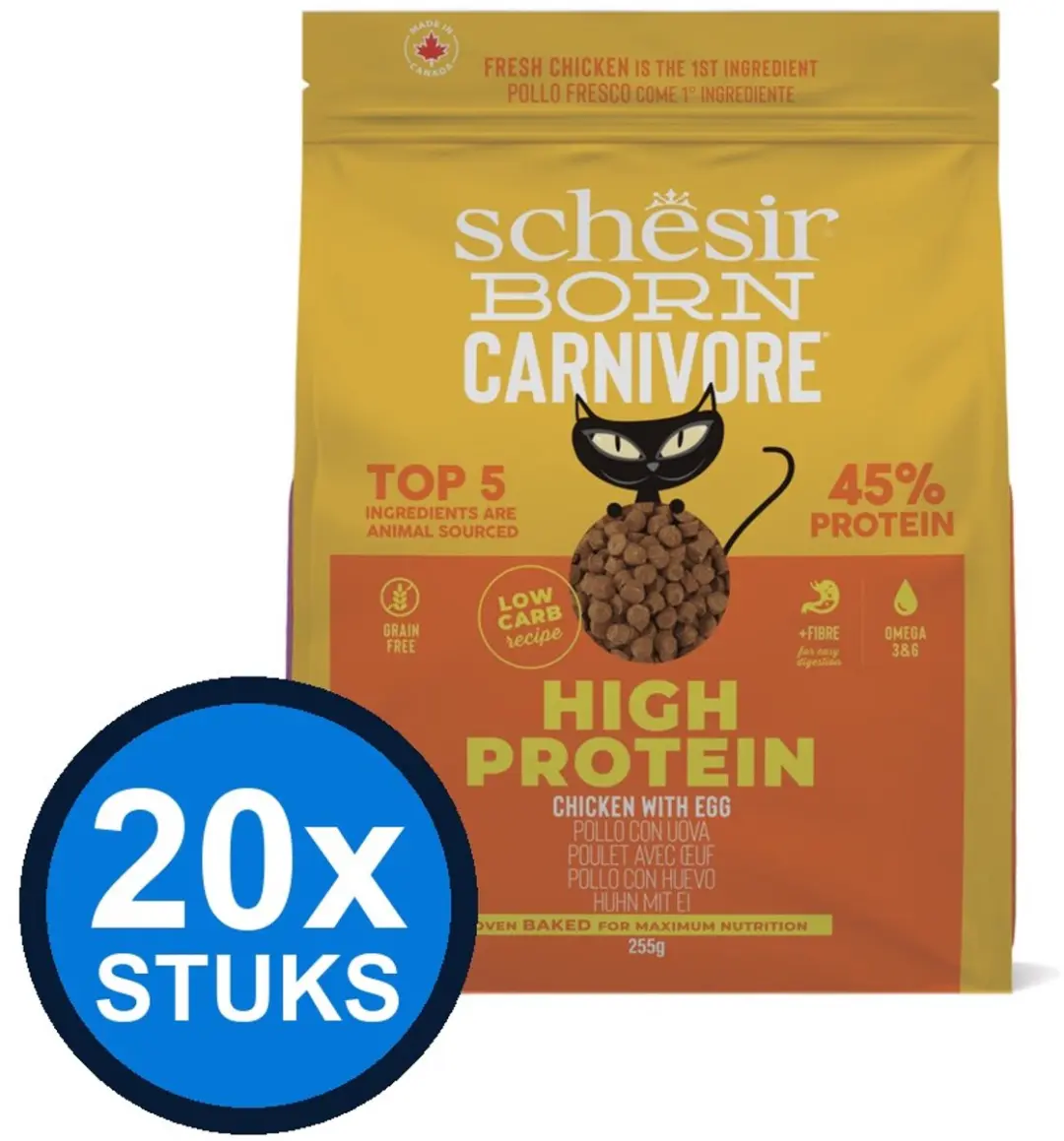 Schesir Born Carnivore Kattenbrokjes Kip & Ei 255g