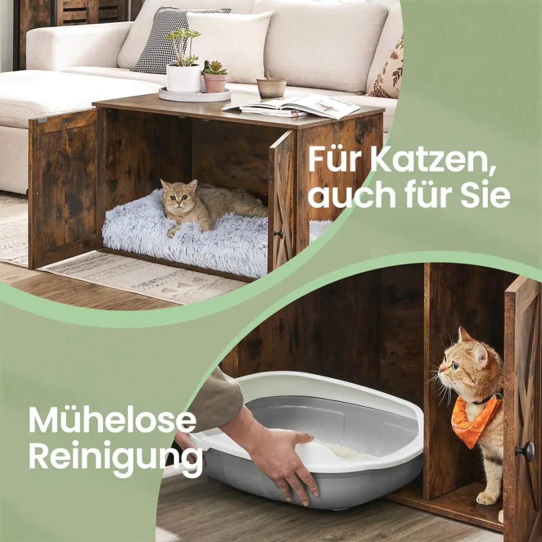 Songmics Kattenhuis met Scheidingswand 80x53x49cm - Vintage bruin