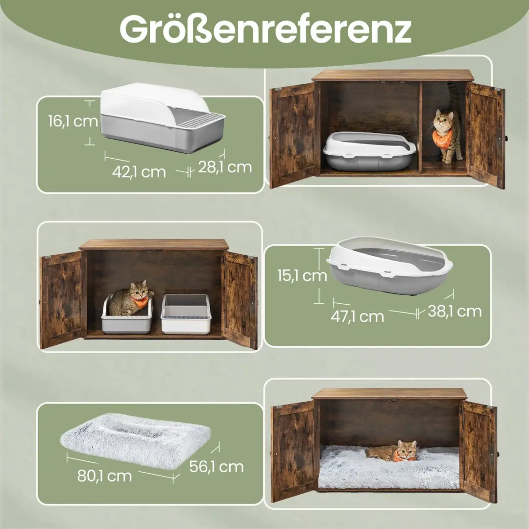 Songmics Kattenhuis met Scheidingswand 80x53x49cm - Vintage bruin