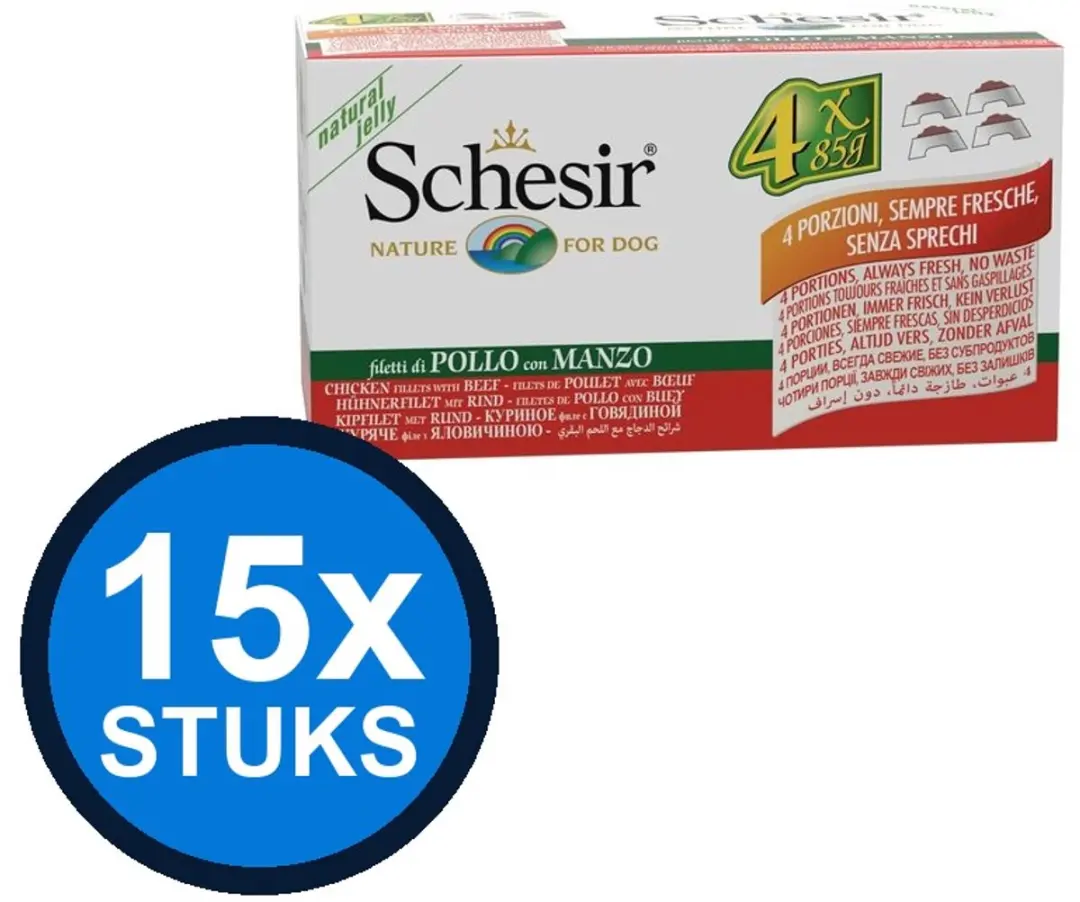 Schesir Hond Blik Geleikip & Rund 150g