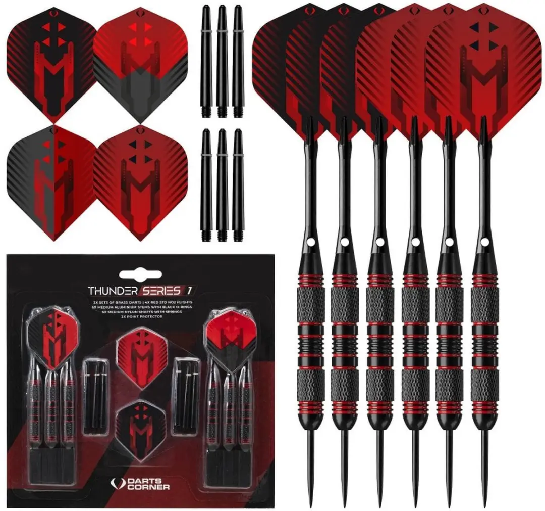 Dartscorner Astrofire Knurled Steel Tip Darts 24g - 3 Stuks - Rood