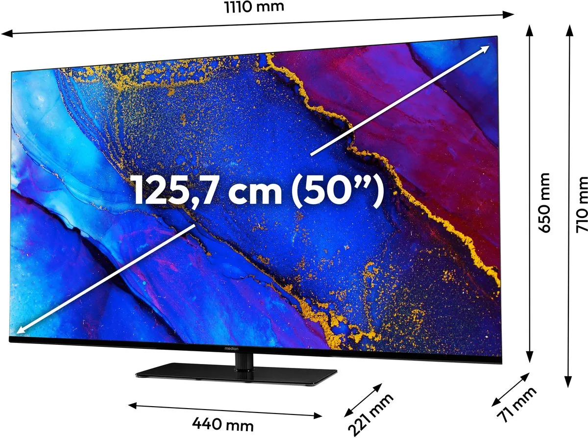 Medion 50 inch Smart TV MD 850300 - Dolby Vision HDR - 3x HDMI