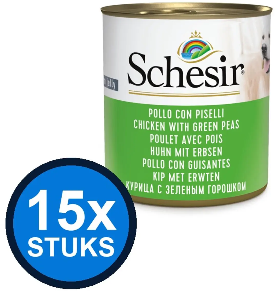 Schesir Hond Blik Kip & Erwten 285g