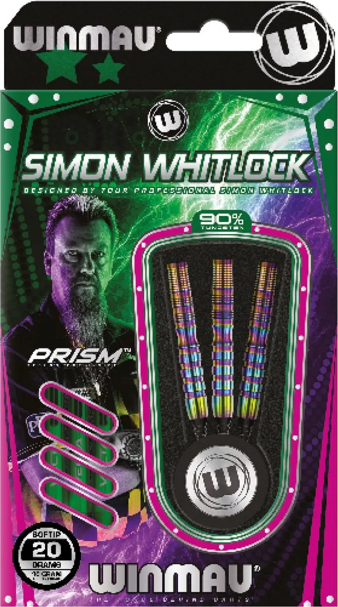 Winmau Simon Whitlock World Cup SE Darts - 3 Stuks - 90% - Soft Tip - Veelkleurig
