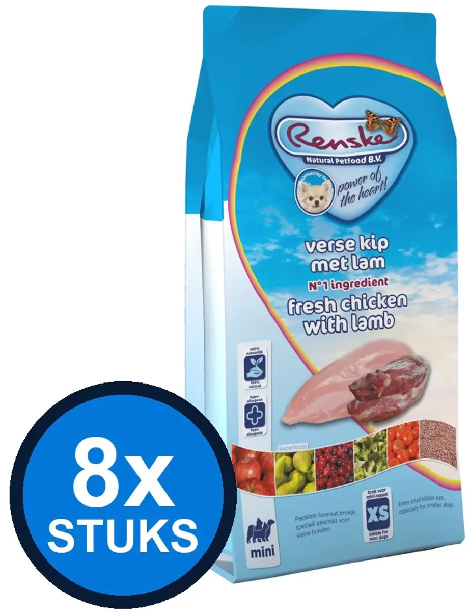 Renske Super Premium Droogvoer Adult Mini Kip & Lam 600g