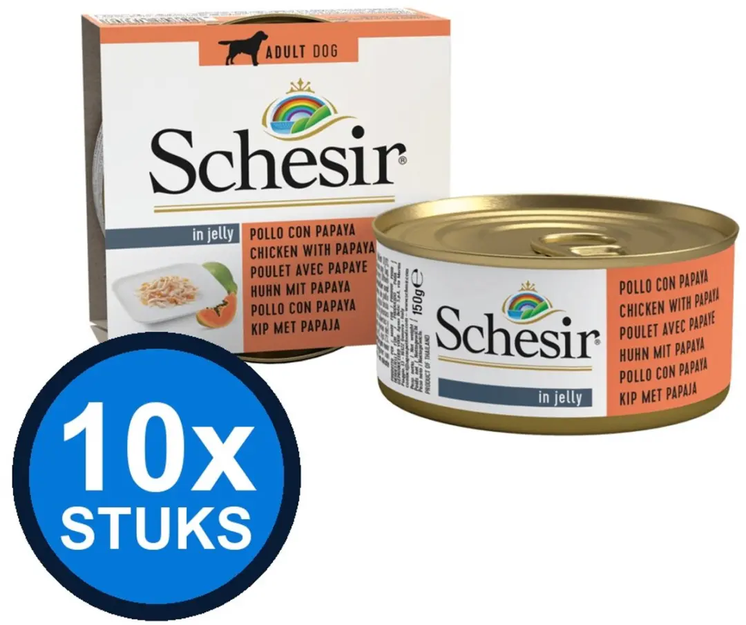 Schesir Hond Blik Kip & Papaya 150g