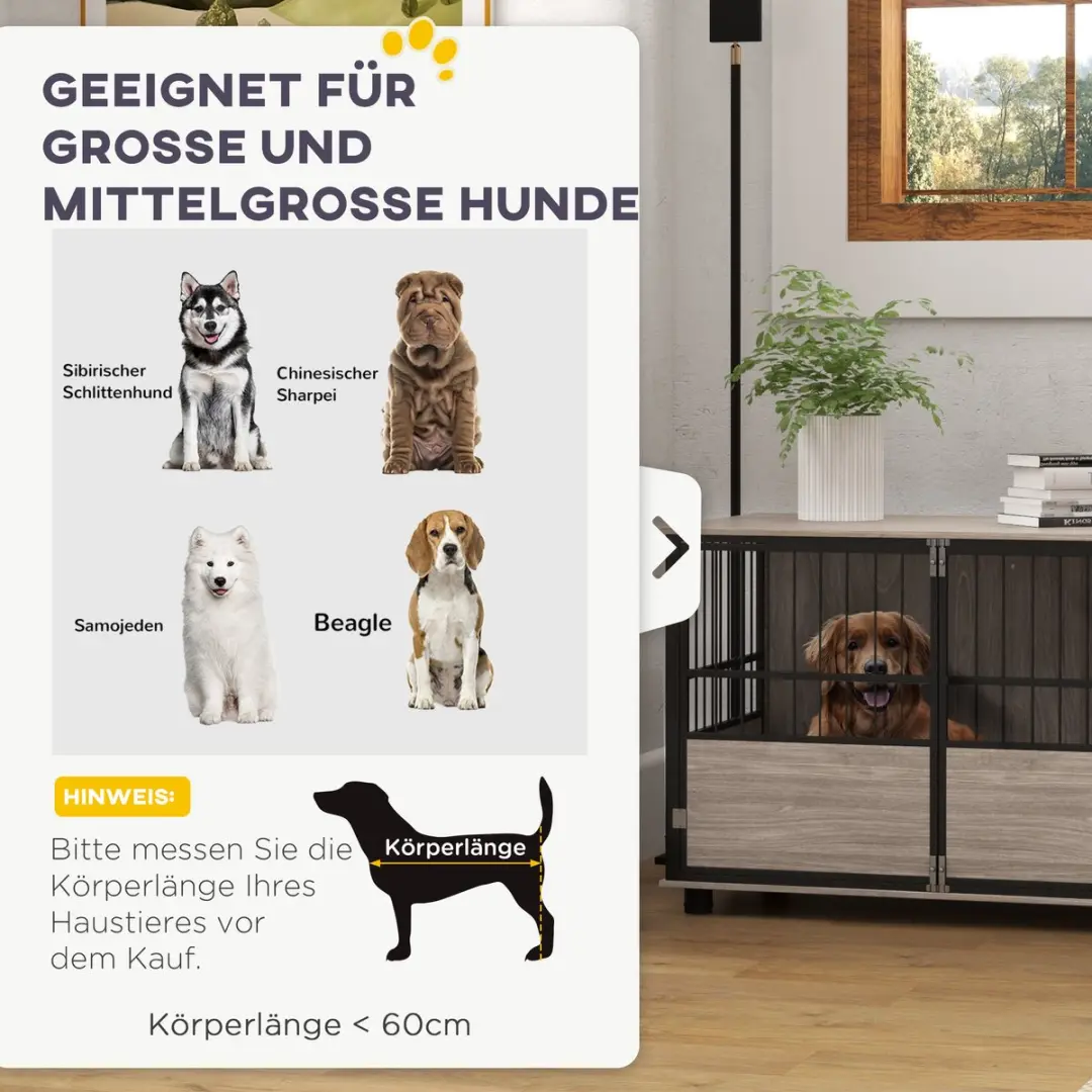 Pawhut Hondenhok Meubel - 100x60x68cm - Walnoot