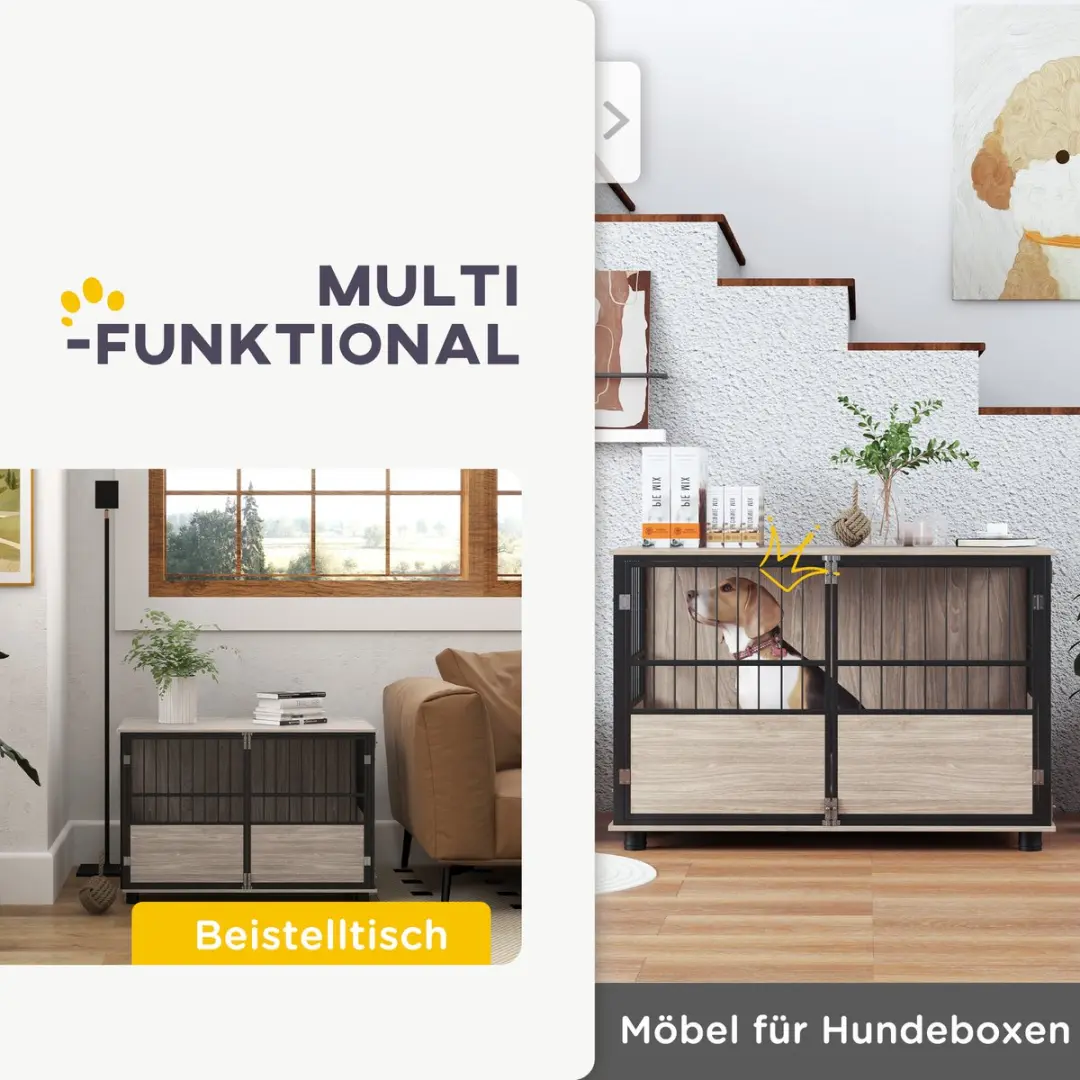 Pawhut Hondenhok Meubel - 100x60x68cm - Walnoot