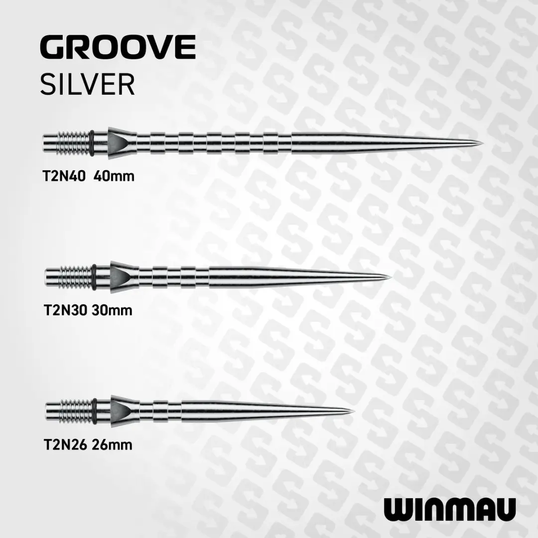 Winmau Switch Point Groove Silver T2N40 - 3 Stuks