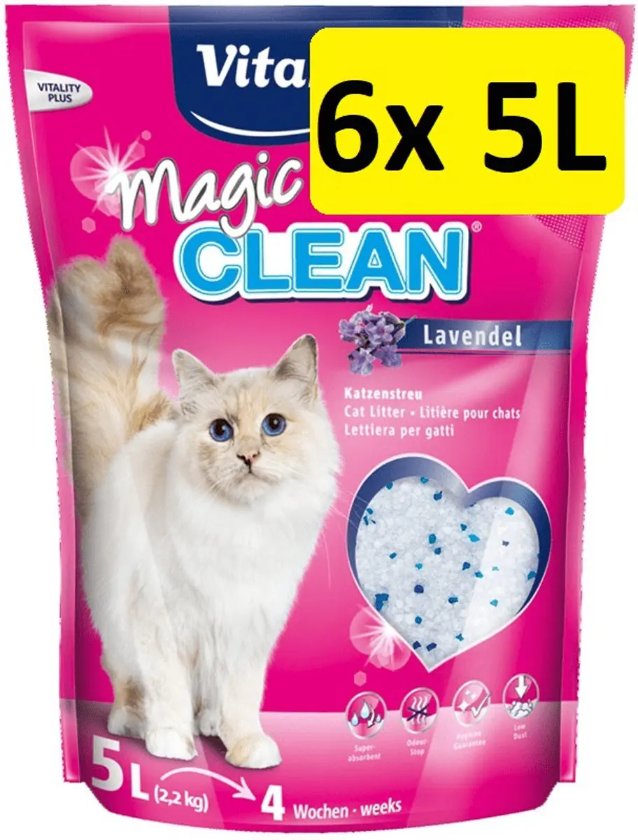 Vitakraft Magic Clean Lavendel Kattenbakvulling 5L - 6 Stuks
