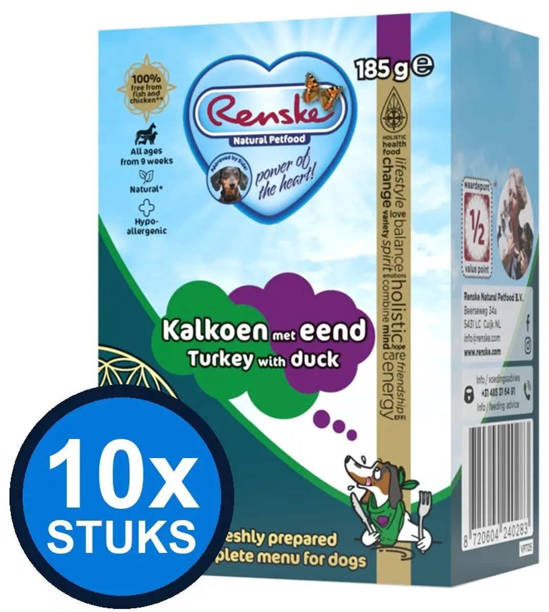 Renske Vers Vlees Maaltijd Hond Kalkoen/Eend 95g