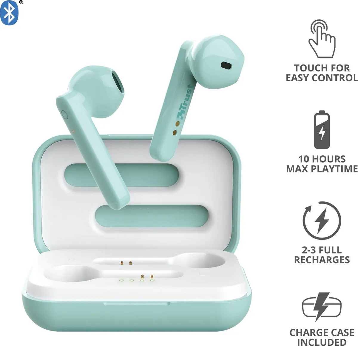 Trust Primo Touch 23781 Draadloze Oordopjes - Mint