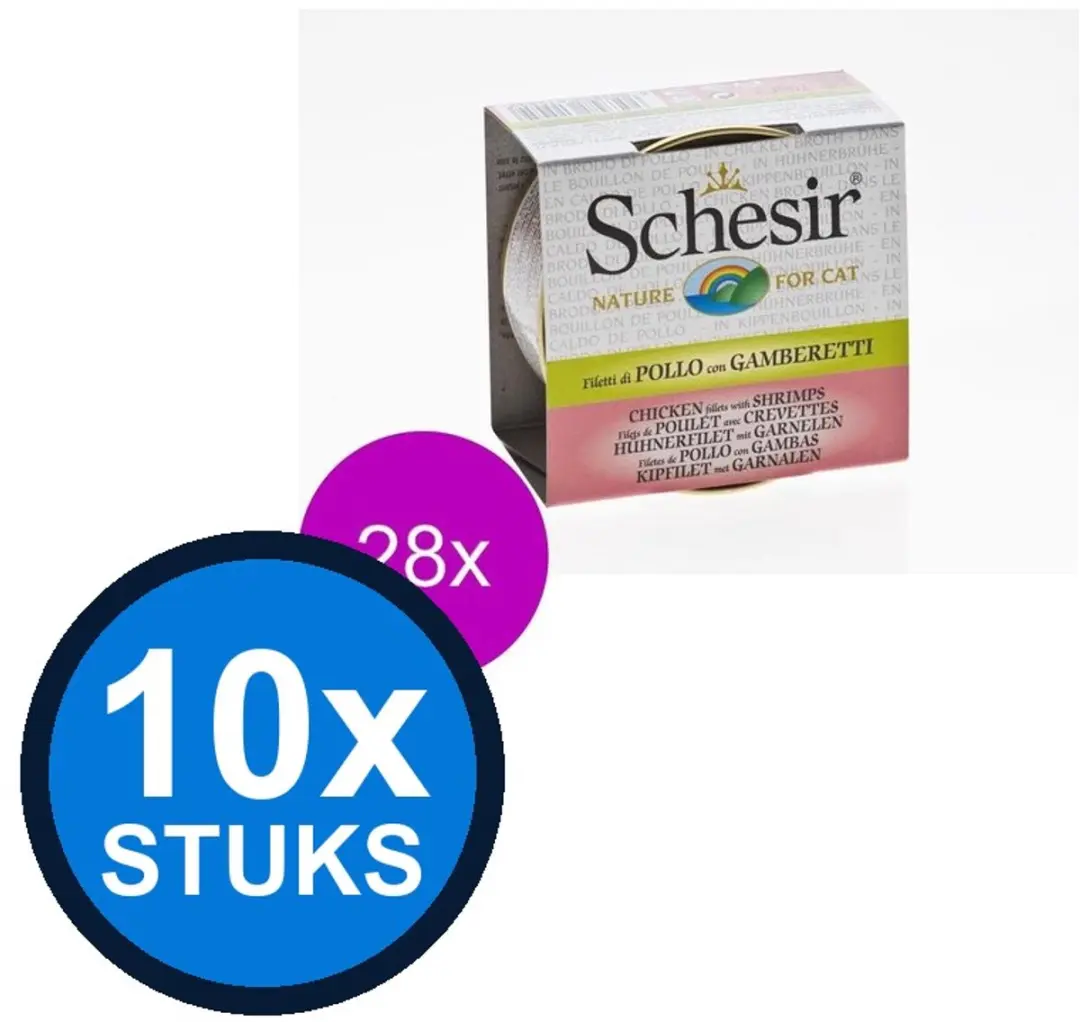 Schesir Complementaire Kat Bouillon Kip & Garnalen 70g