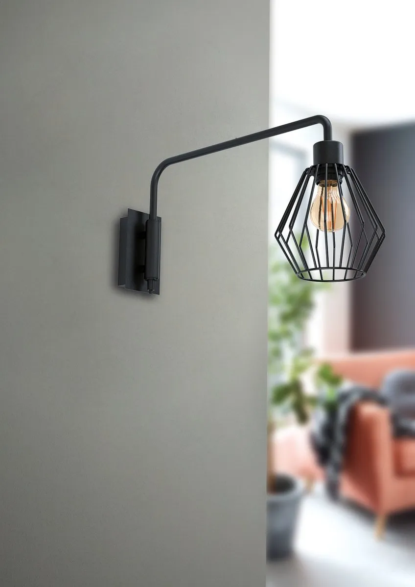 Eglo Tabillano 1 Wandlamp E27 - 16cm - Zwart