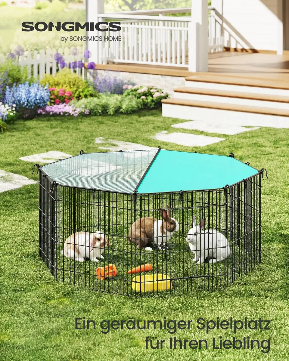 Songmics Kleine Dierenverblijf 138x138x60cm - Inktzwart