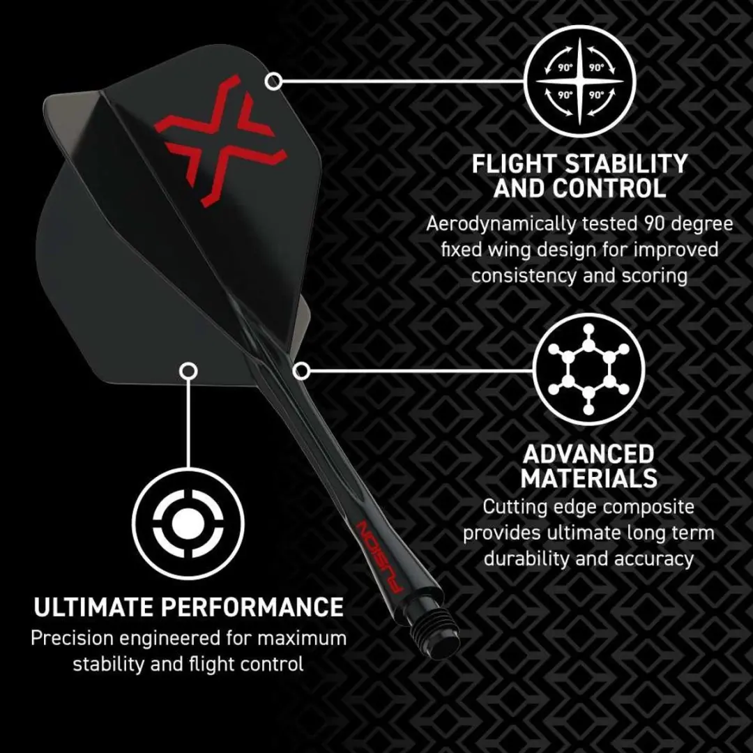 Winmau Fusion Blade X Dart Flights - 3 Stuks - Rood/Zwart
