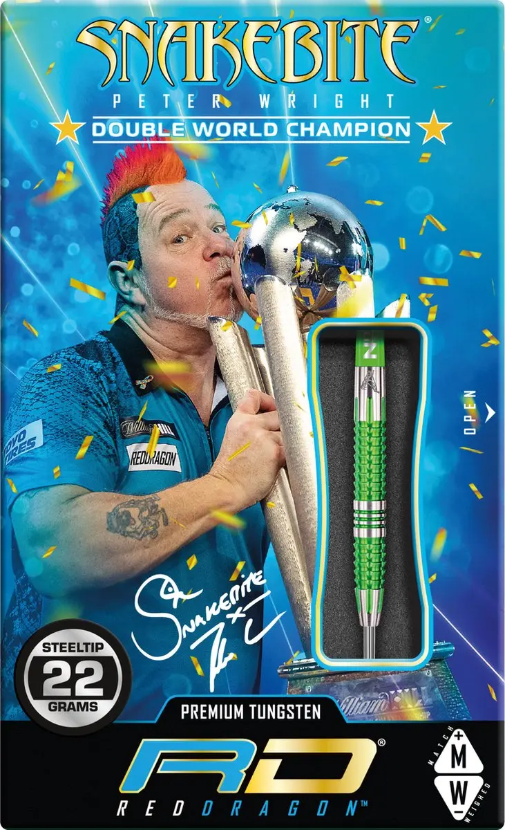 Red Dragon Peter Wright Snakebite Mamba 2 Dartpijlen - 3 Stuks - Groen/Zilver