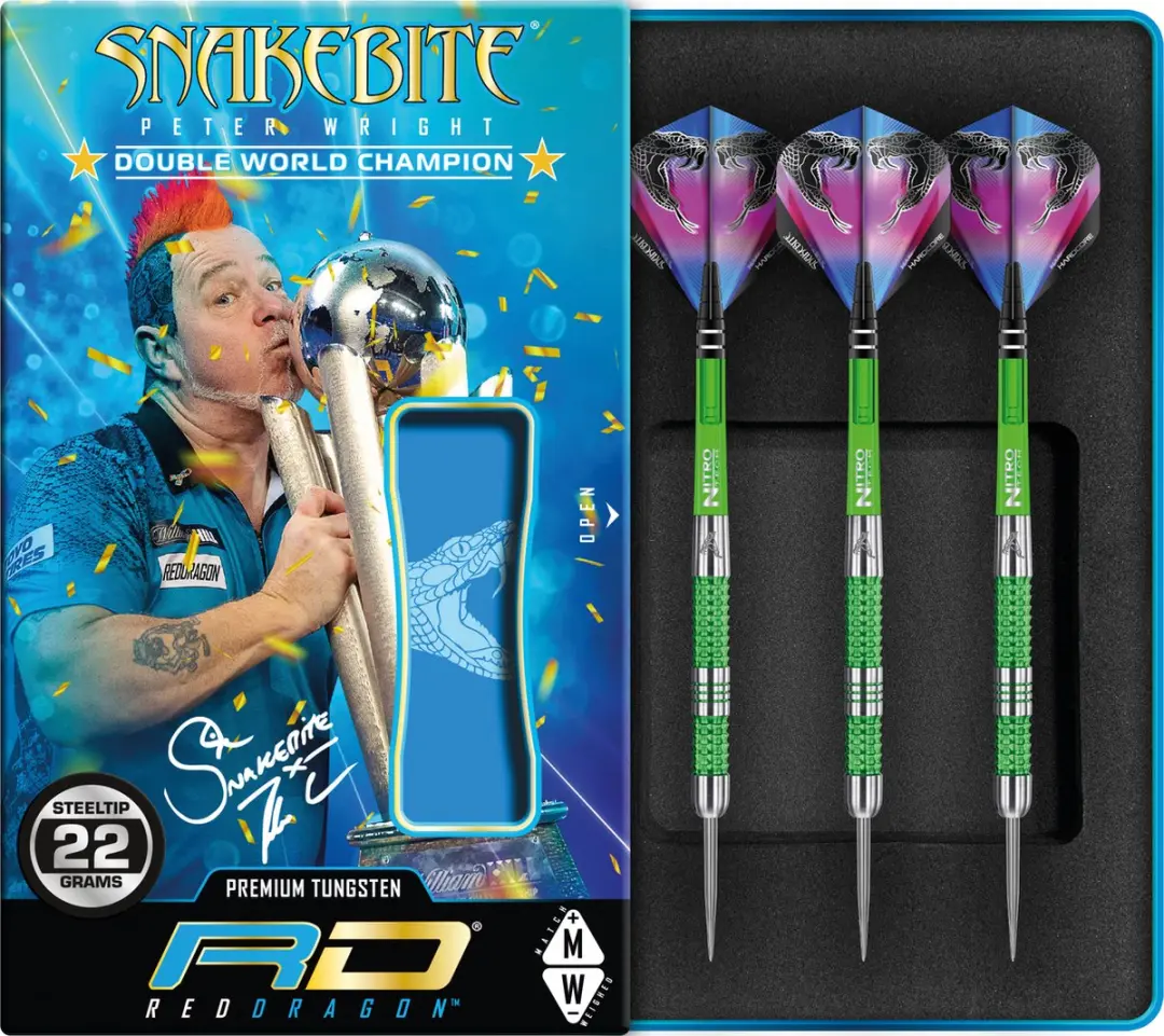 Red Dragon Peter Wright Snakebite Mamba 2 Dartpijlen - 3 Stuks - Groen/Zilver