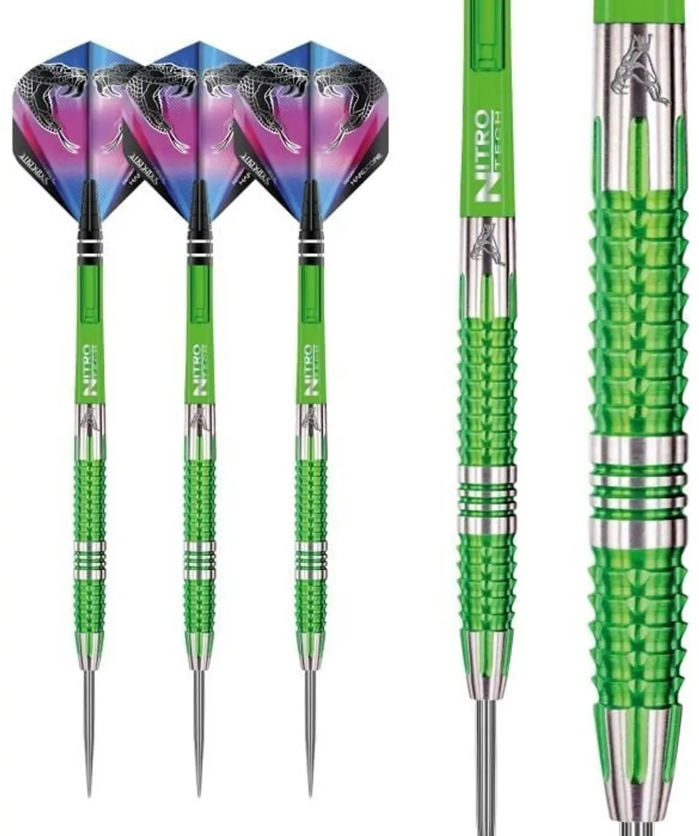Red Dragon Peter Wright Snakebite Mamba 2 Dartpijlen - 3 Stuks - Groen/Zilver