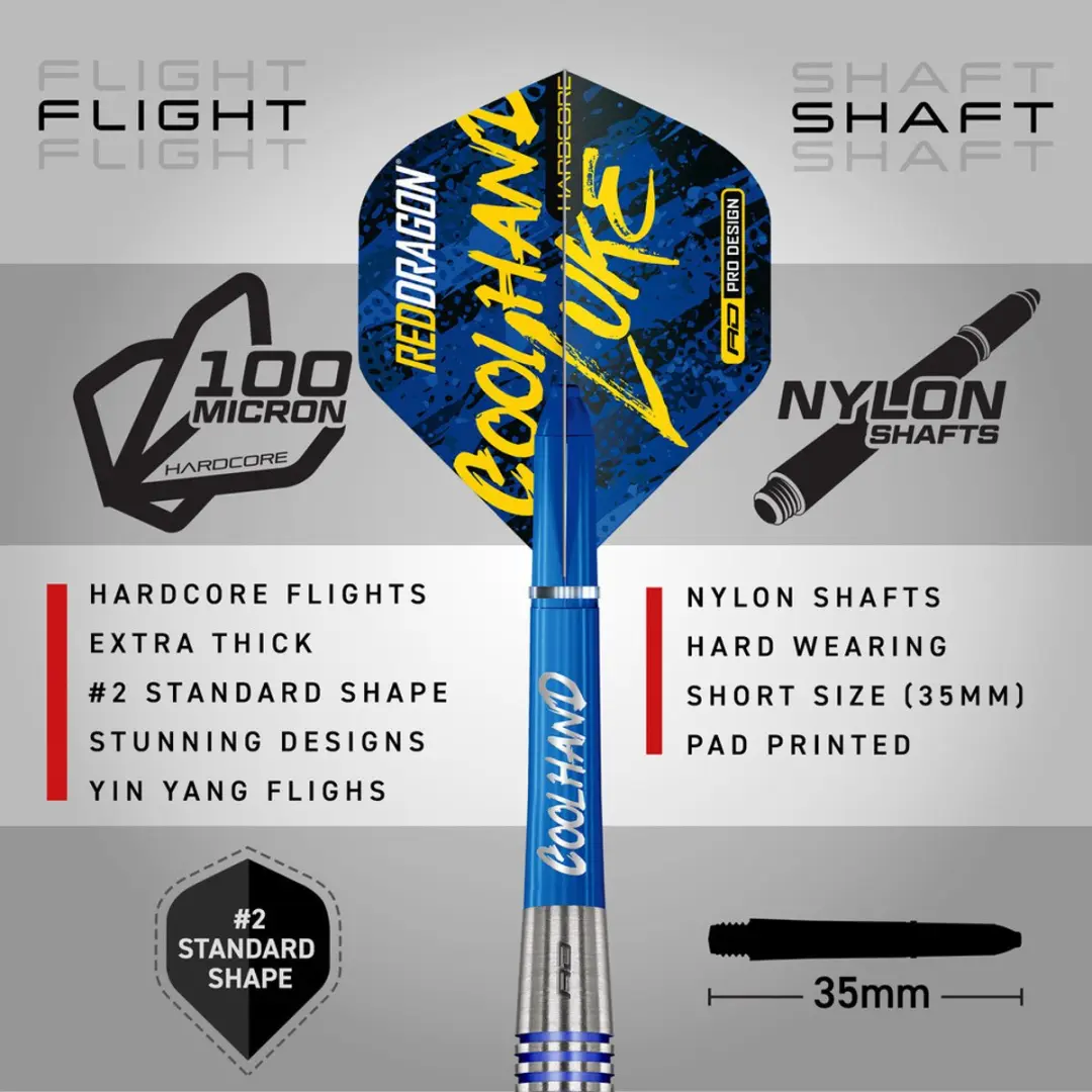 Red Dragon Luke Humphries Coolhand Champion Series Dartpijlen RDD2790-DS - 3 Stuks - Blauw/Zilver