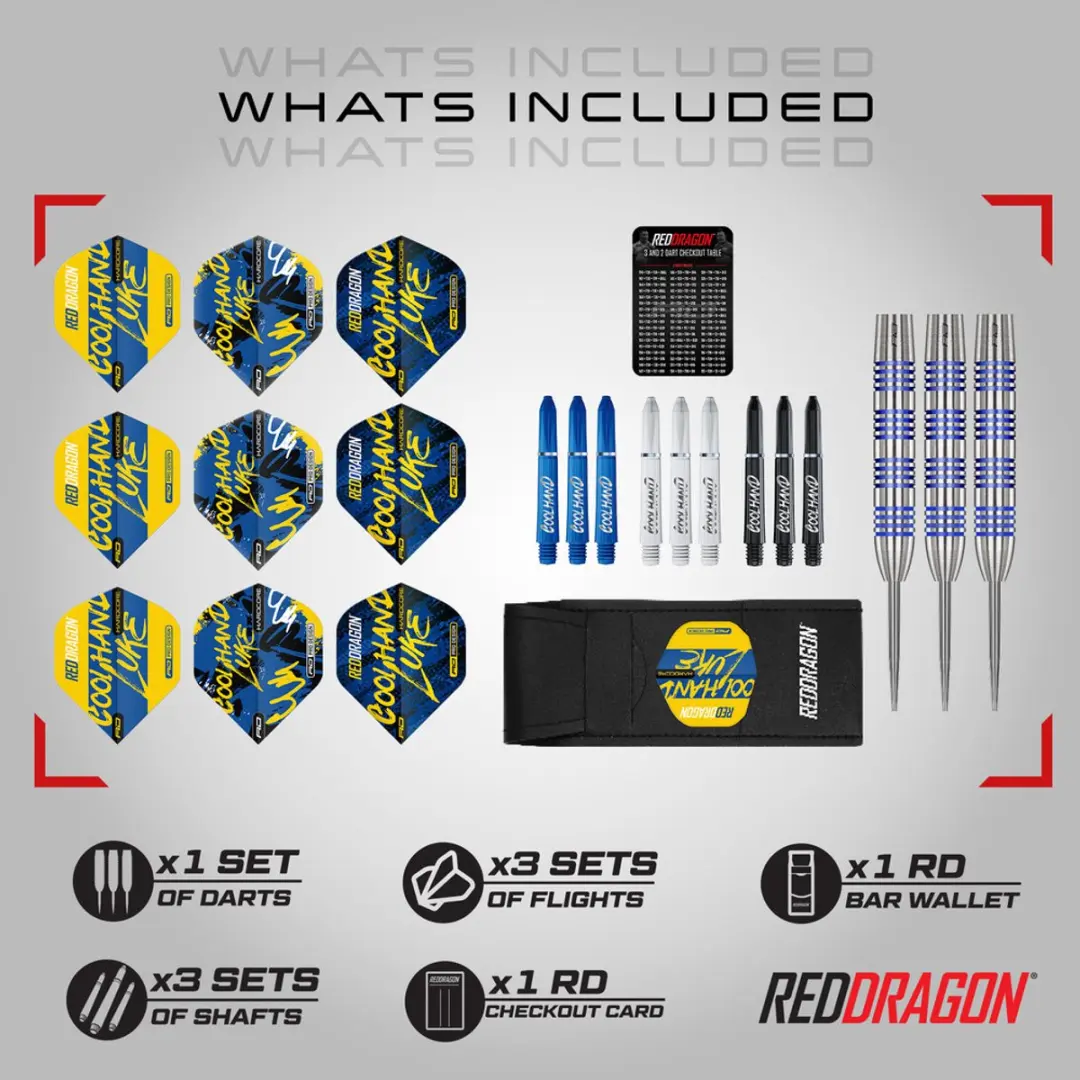 Red Dragon Luke Humphries Coolhand Champion Series Dartpijlen RDD2790-DS - 3 Stuks - Blauw/Zilver