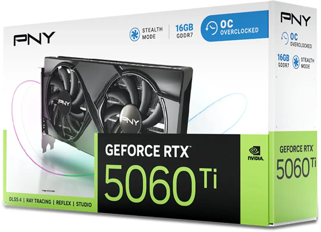 PNY GeForce RTX 5060 Ti OC VCG5060T16DFXPB1-O Videokaart - 16GB GDDR7 - Zwart