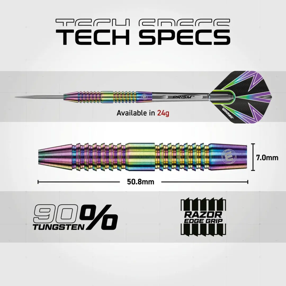 Winmau Tuscan Dartpijlen - 3 Stuks - Rainbow