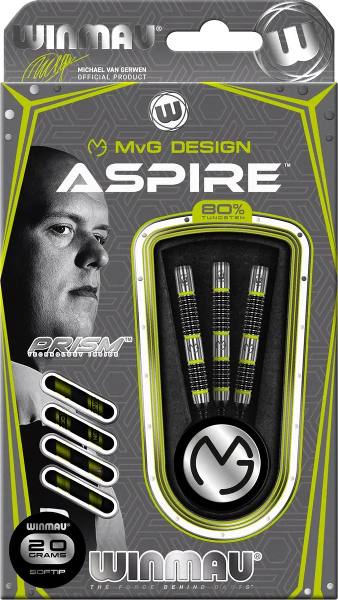 Winmau Michael van Gerwen Aspire 80% Soft Tip Darts - 3 Stuks