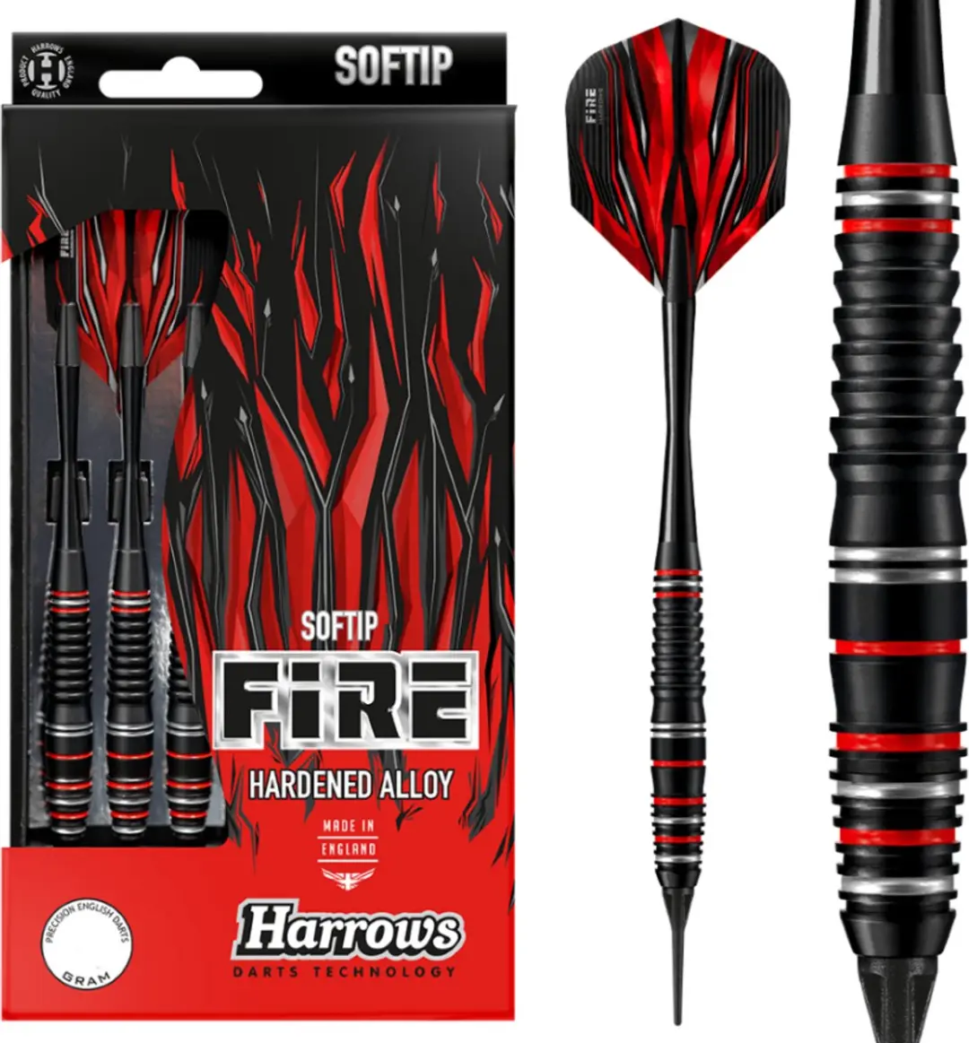 Harrows Fire High Grade Alloy Darts - 3 Stuks - Zwart/Rood