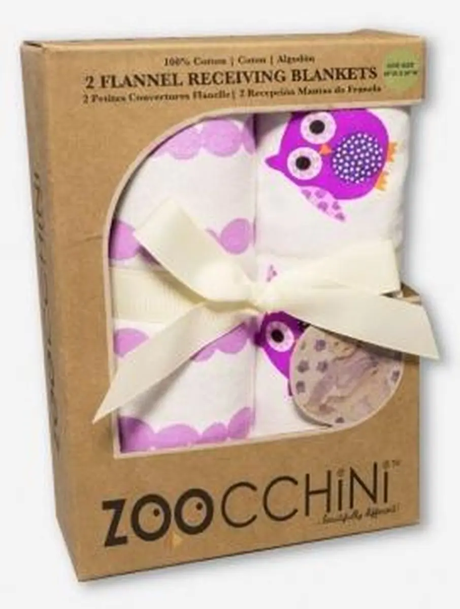 Zoocchini Flanellen Dekentjes Uil - Paars - 2 Stuks 100x100cm