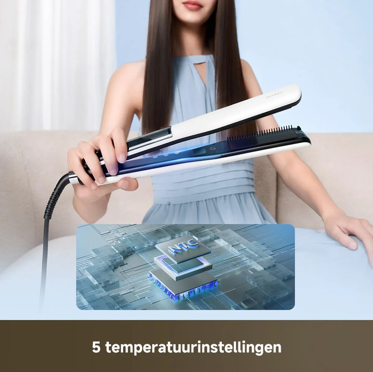 Dreame AuraSteam Straight Stoomstijltang - 5 Temperaturen - Wit