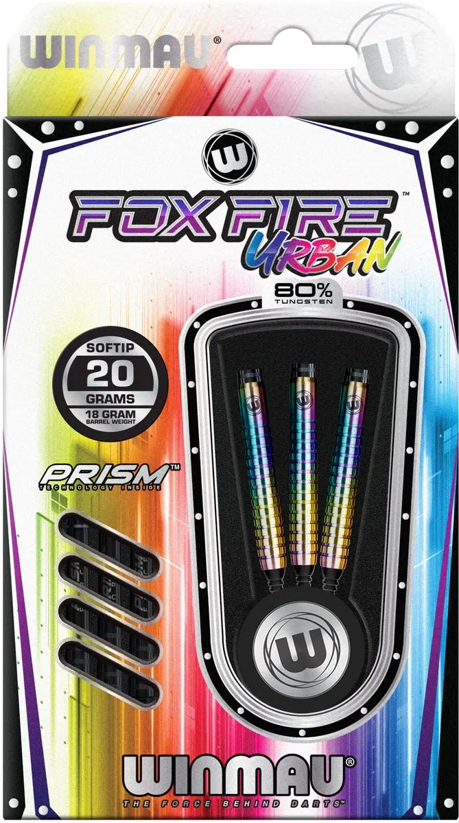 Winmau Foxfire Urban Soft Tip Darts - 3 Stuks - Rainbow