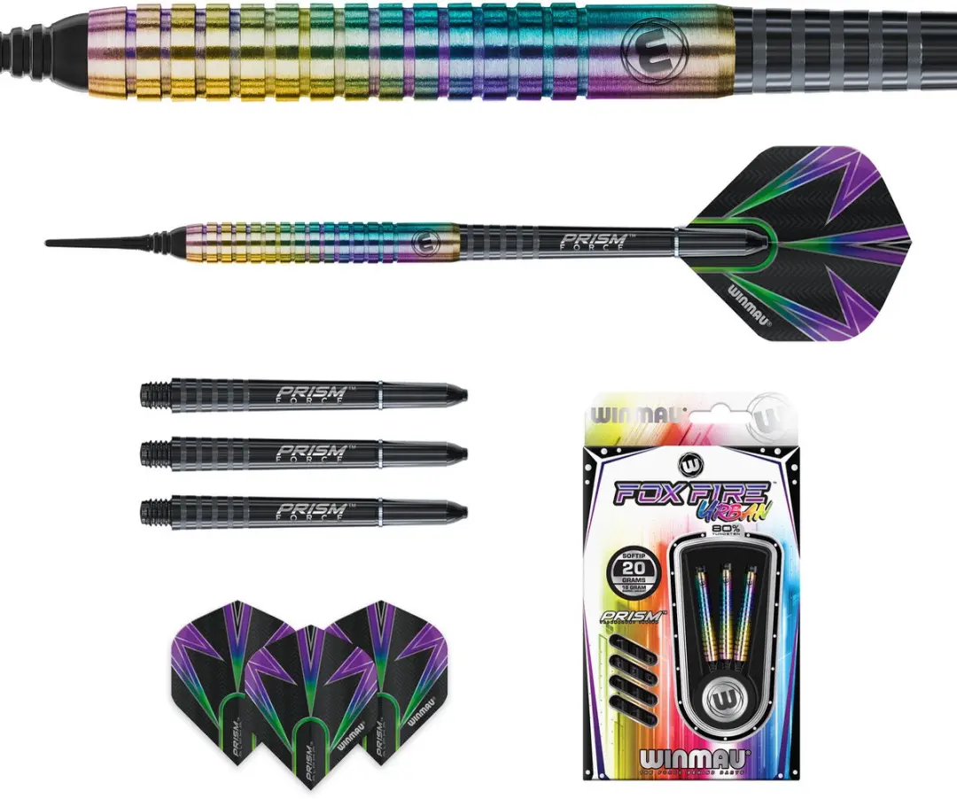 Winmau Foxfire Urban Soft Tip Darts - 3 Stuks - Rainbow - afbeelding 6 van 6