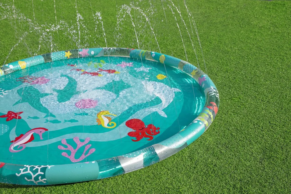 Bestway Waterspeelmat - Onderwaterprint - Watermat - 165 x 165 CM - Opblaasbare Randen met Sproeisysteem - Vanaf 2 Jaar