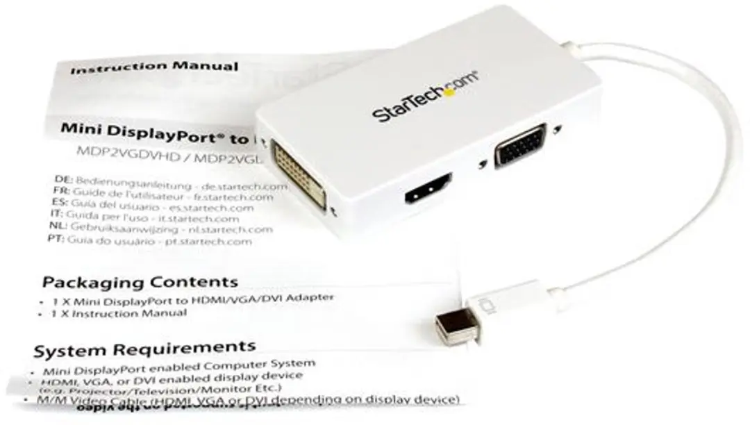 Startech MDP2VGDVHDW Mini DisplayPort naar VGA/DVI/HDMI Adapterkabel - Wit