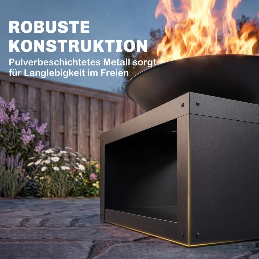 Outsunny Vuurkorf - 60x60x49,5cm - Zwart - afbeelding 6 van 6