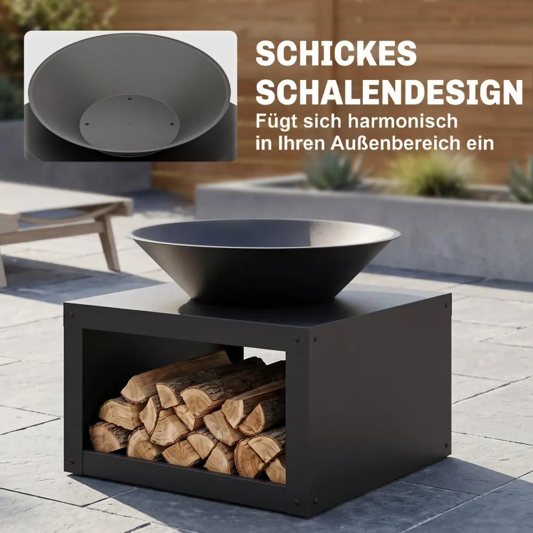 Outsunny Vuurkorf - 60x60x49,5cm - Zwart