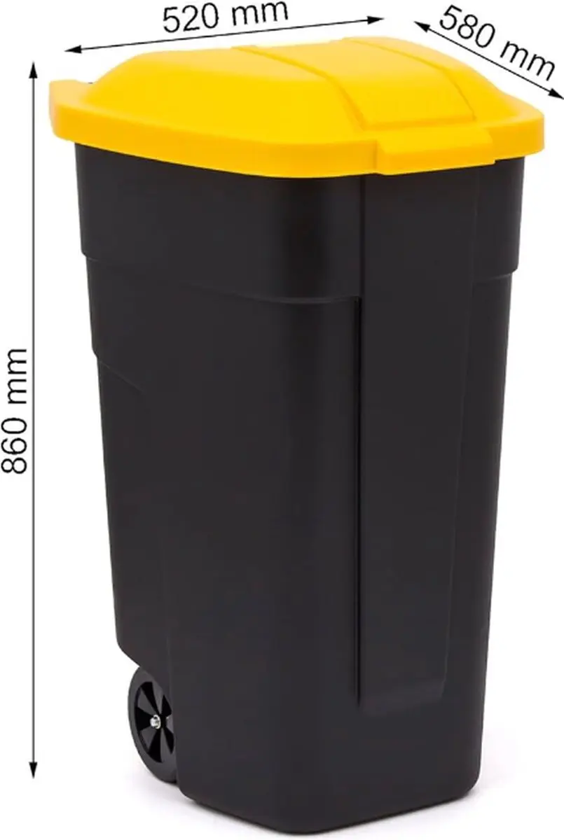 Curver Afvalbak op Wielen 110L - Zwart/Geel