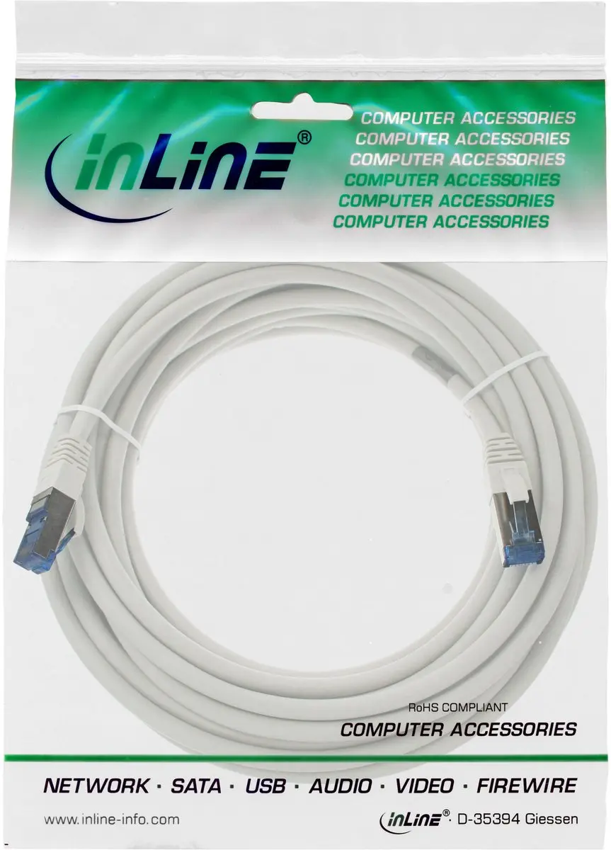 InLine Cat6A 76805W Netwerkkabel 5m - Wit - afbeelding 4 van 6