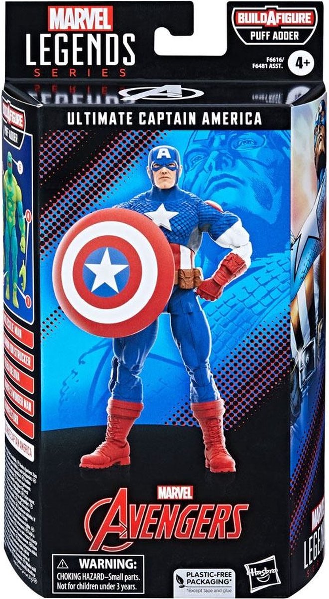 Hasbro Marvel Actiefiguur Ultimate Captain America 15 cm Marvel Legends Puff Adder BAF Multicolours