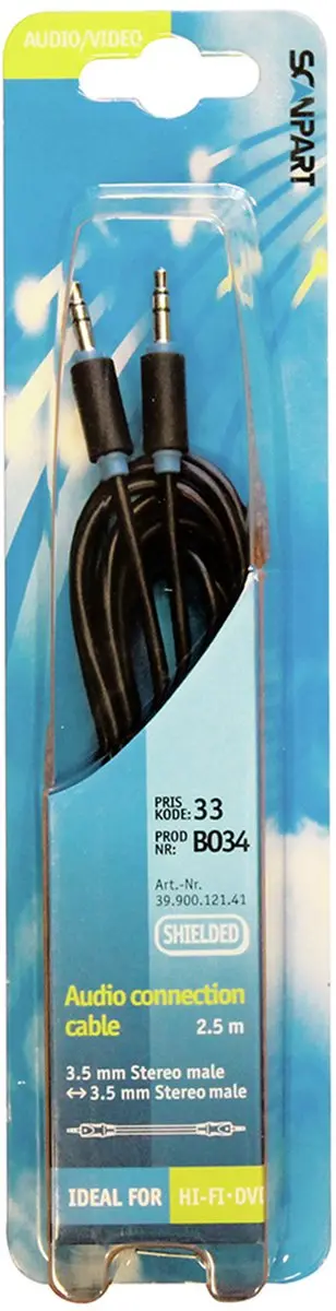 Scanpart 3.5mm Audiokabel 2,5m - Zwart