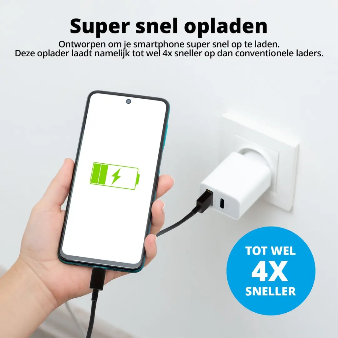FlinQ 2x USB-C Kabel 100W + Adapter 18W - 3 Stuks