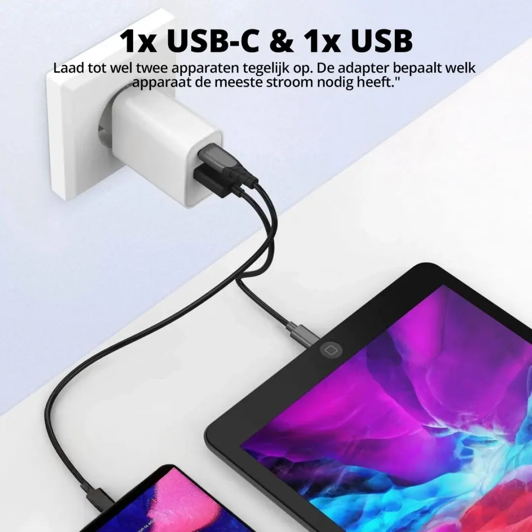 FlinQ 2x USB-C Kabel 100W + Adapter 18W - 3 Stuks