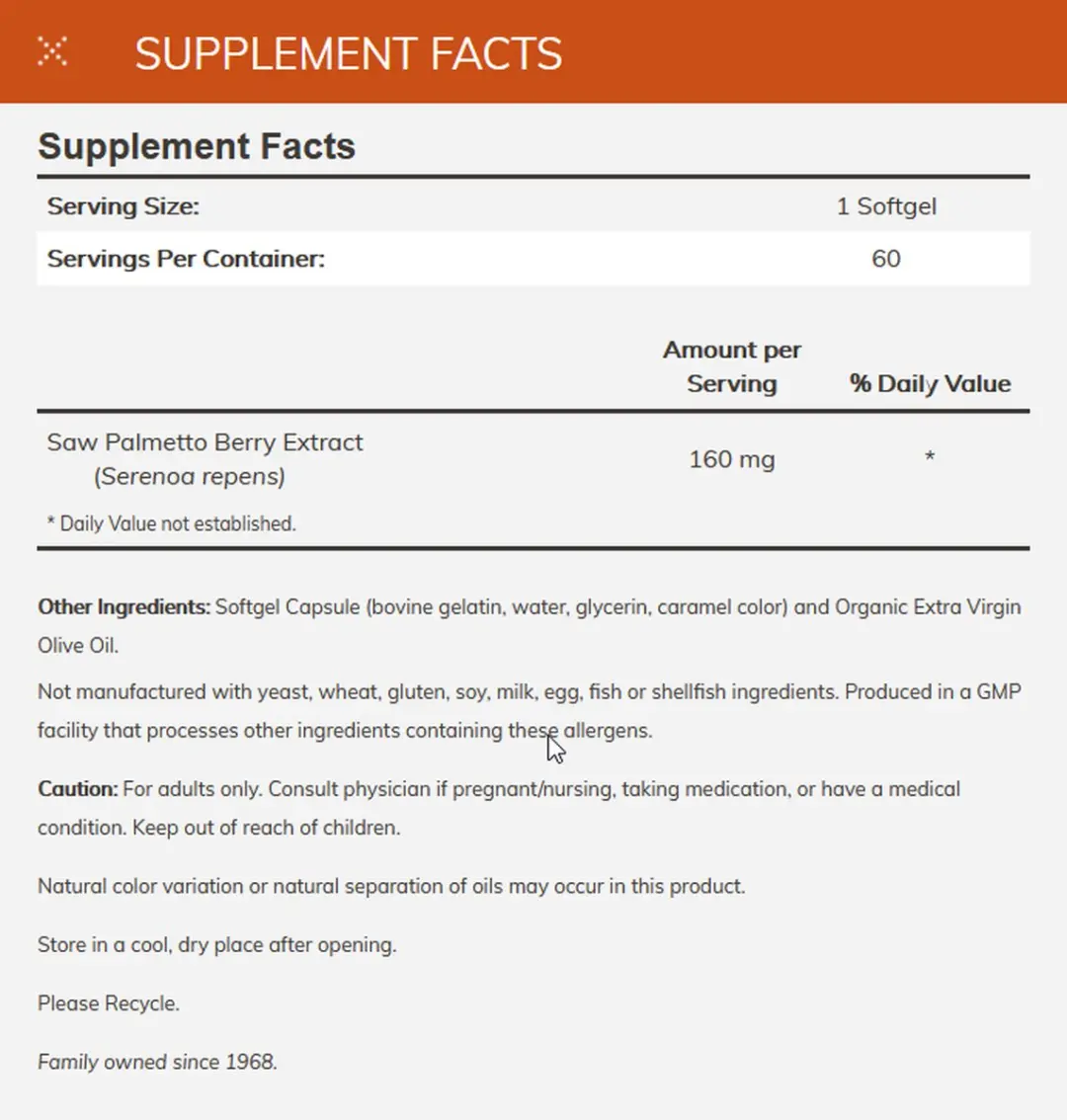 Now Foods Saw Palmetto Extract 160mg - 120 Softgels