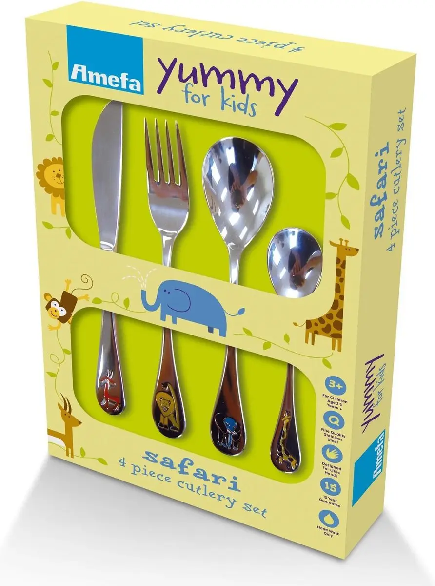 Amefa Safari Kinderbestekset 4-delig - Zilver