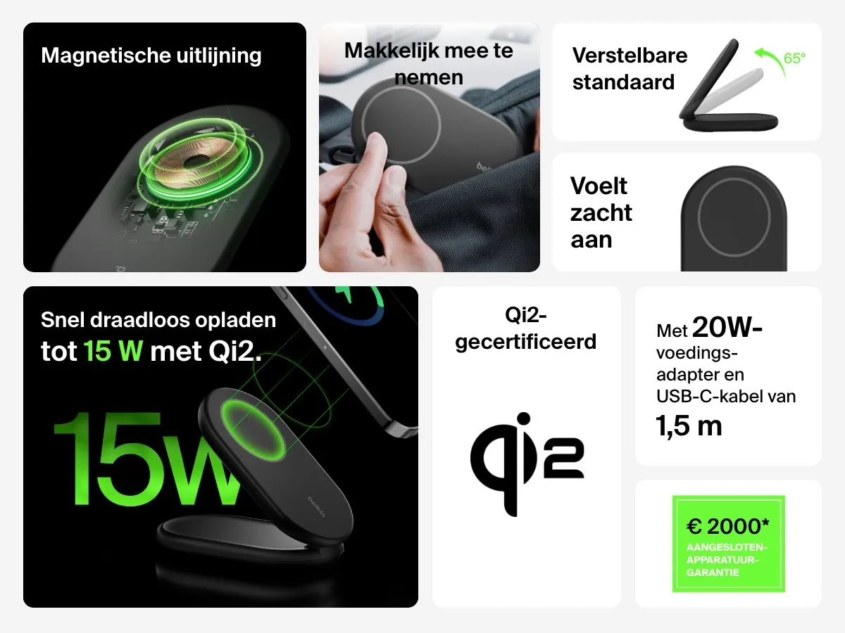 Belkin WIB007vfBK Draadloze Oplader Qi2 15W - MagSafe - Zwart