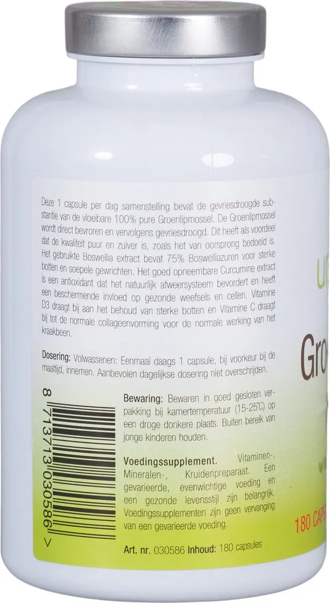 UNIPHARMA Groenlipmossel Complex 180 Capsules